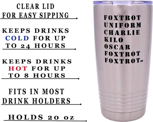Rogue River Tactical Funny Military Acronym 20 Oz. Travel Tumbler Mug with Lid, Vacuum Insulated Hot or Cold Gift