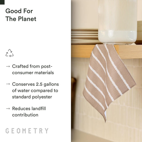 3 Pack GEOMETRY Dishcloth Evergreen Collection Quick-Dry, Ultra-Absorbent, Reusable Microfiber Kitchen Towels