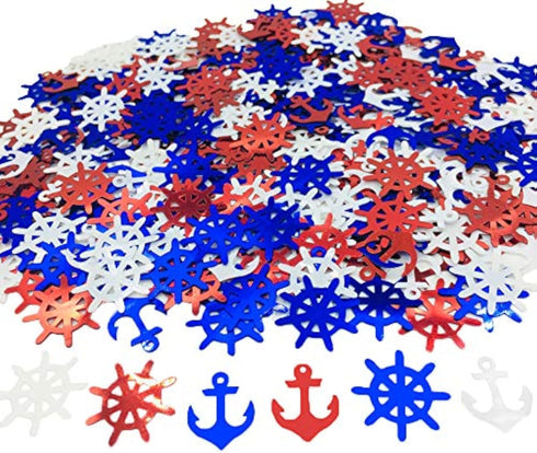 Anchor Rudder Confetti Patriotic Nautical Party Theme, 1.5 Ounce, 1400 Pieces Red White Blue Cut Outs