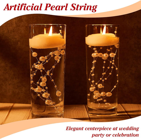 Geosar 48 Pcs Artificial Pearls Strings - Faux Vase Fillers Decorative Bead Garlands for Wedding Table Centerpieces