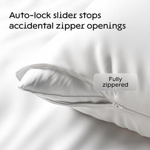 2 Pack Waterproof Pillow Protectors Standard 20x26 Inches, Smooth Zipper Premium Encasement Covers, White Liquid