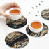 MINIOZE Set 6 Black Gold Marble Style Coasters of Coasters for Drinks Absorbent Double-Sided Leather PVC Coaster
