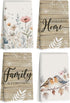 Hanamiya Na 4 Pcs Flower Kitchen Towels, Bird Soft Absorbent Tea Hand Towel, Microfiber