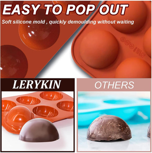 6 Holes Medium Semi Sphere Silicone Molds - 3 Packs Half Sphere Baking Molds for Chocolate, Cake, Jelly