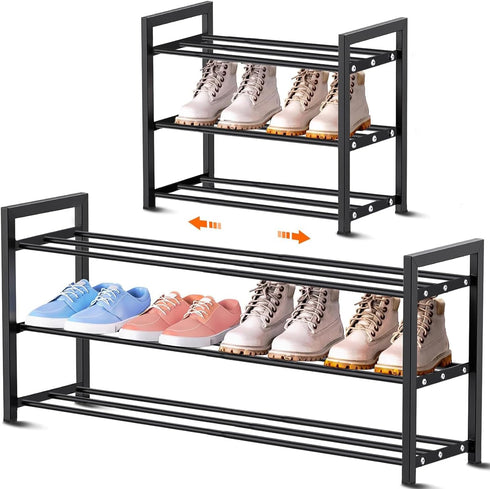 Expandable Shoe Rack Small Shoe Storage Narrow Shoe Racks Metal Show Rack