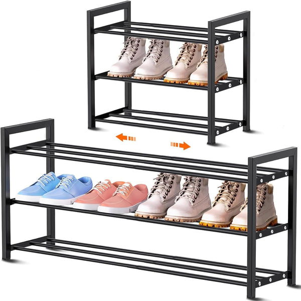Expandable Shoe Rack Small Shoe Storage Narrow Shoe Racks Metal Show Rack