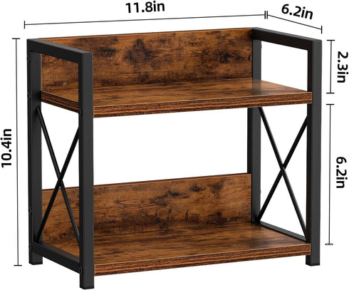 Giikin 2 Tier Countertop Shelf Organizer, Wood Spice Rack for Kitchen, Coffee Counter Shelf Organizer (Brown, S)