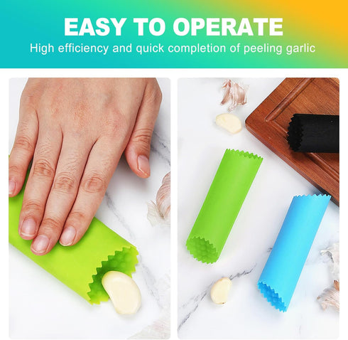 KornaDoz 3 Pcs Silicone Garlic Peeler Tube Roller, Food-Grade & Effortless Skin Remover, Quick Kitchen Gadget for Fresh