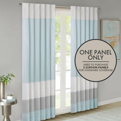 Madison Park Window Curtain Single Panel, Faux Silk, Rod Pocket, Room Darkening for Living Room, 50x84, Aqua
