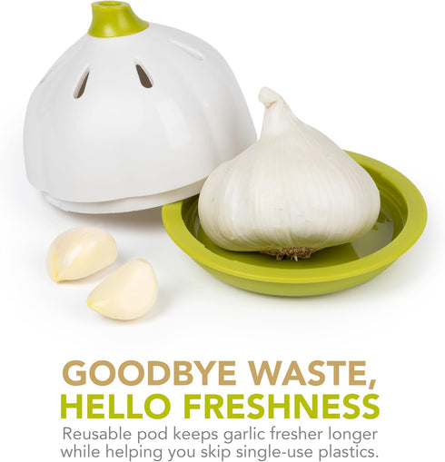 Counter, Joie Garlic Keeper, Vented Pod Saver for Firm, Fresh and Odorless Storage, Holds Full Head or Leftover Cloves
