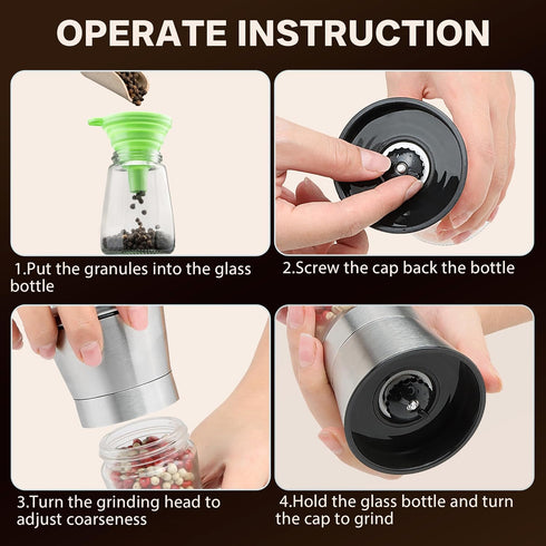 6OZ Manual Salt or Pepper Grinder for Professional Chef, Best Spice Mill with Stainless Steel Cap, Ceramic Blades