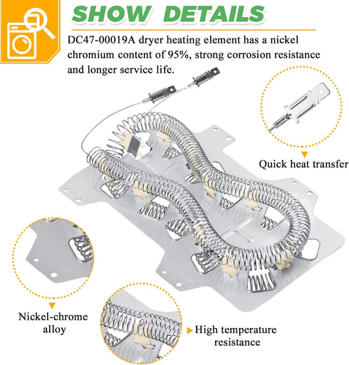 ?Upgraded?DC47-00019A Dryer Heating Element for Samsung Dryer Models dv42h5000ew/a3 & dv45h7000ew/a2