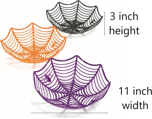 Fun Express Plastic Spider Web Halloween Candy Bowls - Set of 3 Pieces