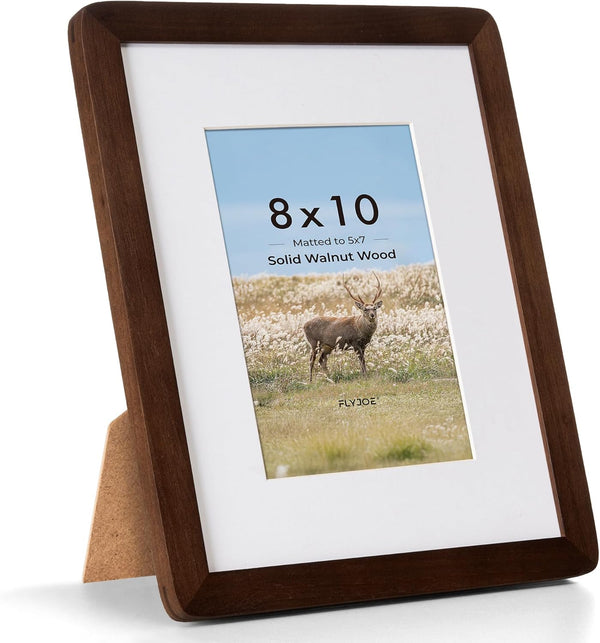 FLYJOE 8x10 Picture Frame - Solid Walnut Wood 8 x 10 Photo