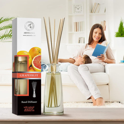 Reed Diffuser Grapefruit 3.4 Fl Oz | Aromatherapy Air Freshener with Grapefruit Essential Oil for Home Fragrance