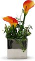 WGV Ceramic Cube Vase, 5.5" Width, 5" Height, Elegant Modern Block Floral Planter, Silver, 1 Piece
