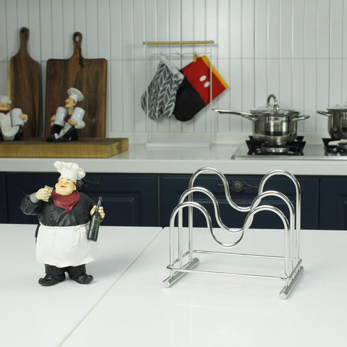 LENITH 304 Stainless Steel Wire Cutting Board Holder, Kitchen Organizer with 2 Sectional Racks