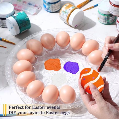 6Pcs 15 12 Inch Shellwei Deviled Egg Platter with Lid Container Tray with Slots Reusable Plastic Round Holder