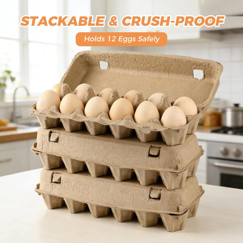 Oqtasy 50Pack 12 Count 2x6 Dozen Pulp Egg Cartons Bulk - Recycled Paper Egg Crates for Farmers Market, Home Kitchen