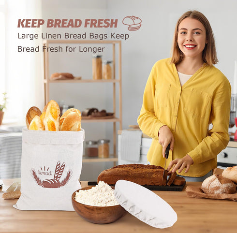 LZMYIVE 2 Pack 1 Pack Reusable Bread Bags for Homemade Bread, Linen Sourdough Bread Storage Bag with Tpu Lining