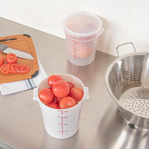 Restaurantware-Met Lux 4 Quart Food Storage Container, 1 White Container - Lids Sold Separately, Red Volume Markers