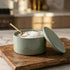 Countertop KIBAGA Beautiful Ceramic Salt Cellar with Lid - Spacious Container for Your Kitchen Keeps Salt Flakes Dry
