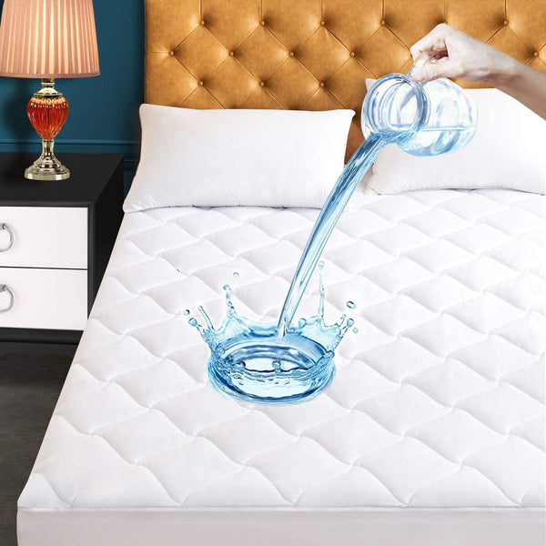 Queen Size Quilted Fitted Mattress Pad, Waterproof Cooling Protector, Deep Pocket Cotton Cover
