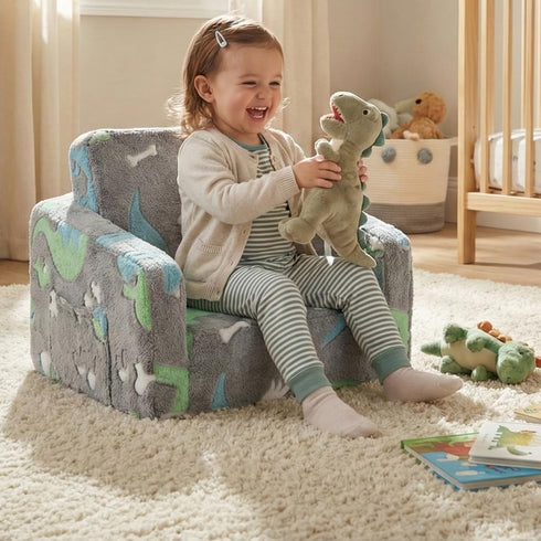 SUFUS 2-in-1 Baby Toddler Couch Chair Kids Foldable Toddler Fold Out Couch Sofa for Playroom Pull Out Children