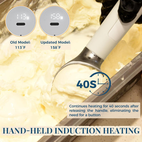 158F IP67 2 oz) Heated Ice Cream Scoop Rechargeable, Electric Warming Ice Cream Scooper with LED Display, Heats