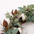 Idyllic Eucalyptus and Cotton Wreath, 14 Inches Artificial Decor for Farmhouse, Garden, Wedding, Natural Twig Base