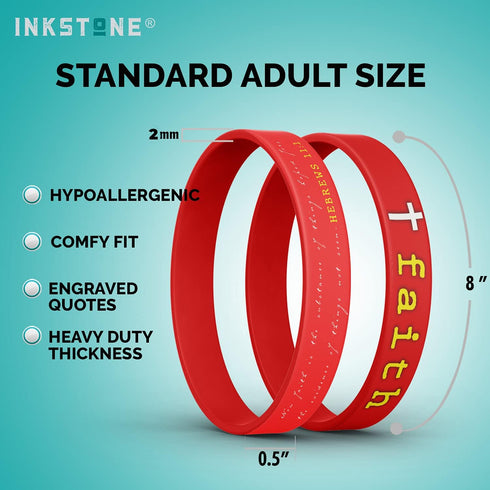Inkstone Christian Inspirational Bible Silicone Rubber Wristbands, 12 Pack Motivational Bracelets for Men & Women