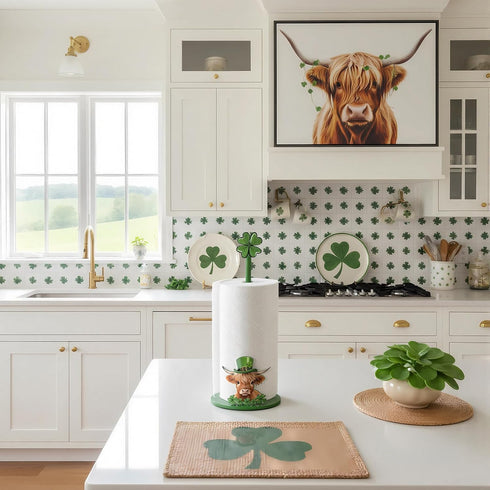 Countertop Namalu St. Patricks Day Highland Cow Paper Towel Holder Shamrock Highland Cow Kitchen Decor Kitchen Cute