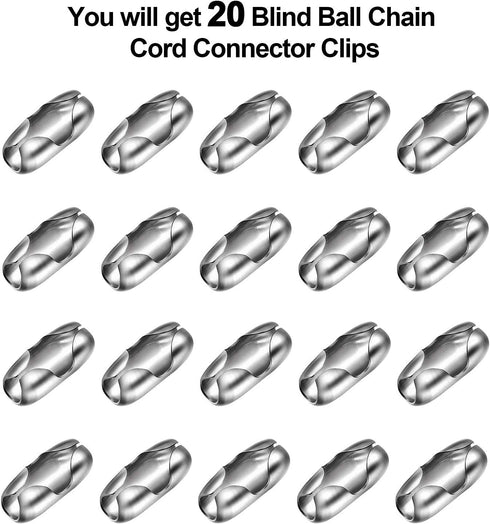 Pangda 20 Pack Stainless Steel Replacement Vertical Roman Roller Blind Ball Chain Cord Connector Clips