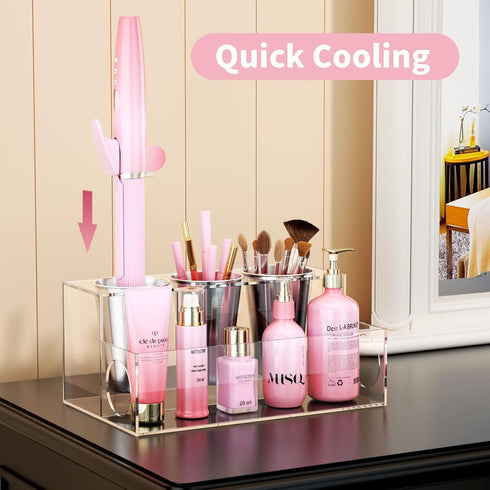 NIUBEE Hair Tool Organizer, Clear Acrylic Hair Dryer and Styling Organizer, Bathroom Countertop Blow Dryer Holder,