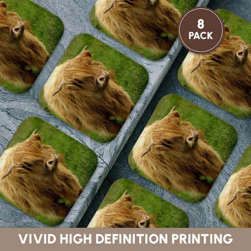 3dRose Scotland, Highland Cow - Farm Animal Soft Coasters, Set of 8 (CST_82799_2)