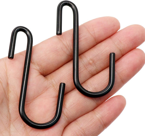 10 Pack Heavy Duty S Hooks, Black S Shaped Hooks for Kitchen, Bathroom, Bedroom, Office Hanging Hangers