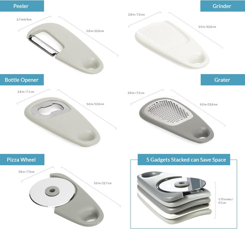 Kitchen Gadgets Set 5 Pieces - Space Saving Kitchen Gadgets - RV Gifts, Camper Gifts, Dishwasher Safe Accessories