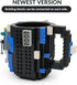 Build-on Brick Coffee Mug, Funny DIY Novelty Cup with Building Blocks for Kids, Men, Women, Xmas Birthday (Cool Black)