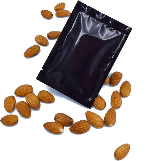 QQ Studio 100 PCS Metallic Mylar Foil Sealable Bags (7x10cm (2.7x3.9"), 100x Black)