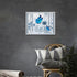 Farmhouse Blue Butterfly Flower Decor - Rustic Country Wall Art, Canvas Painting Prints for Bathroom