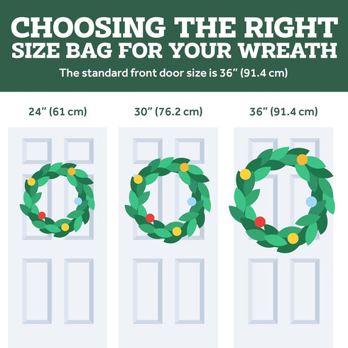ZOBER Christmas Wreath Storage Container - 24 Inch Waterproof Box - Durable Handles, Dual Zippers & Card Slot - 2 Pk