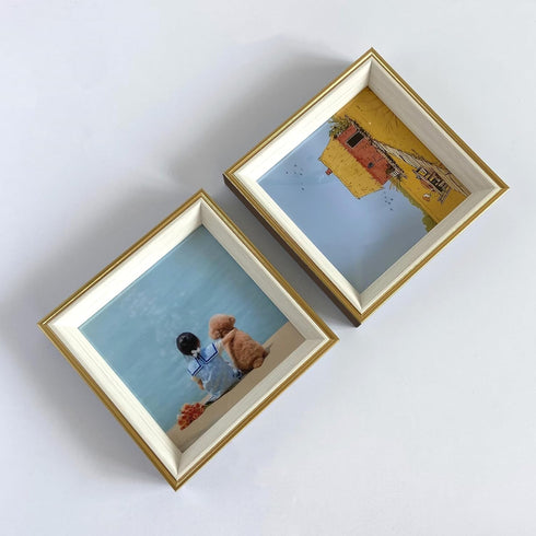 5x5 2 Pack 5 5 5x5) Picture Frame - Rustic Square Photo Frame - Small Gold Picture Frame for Pet Dog or Cat, Wall