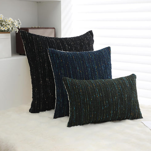 GIKKEARL 18x18 1pc Textured Boucle Pillow Covers Neutral Striped Throw Pillows Soft Modern Farmhouse Pillow Cases