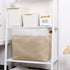 DULLEMELO Large Collapsible Storage Basket - Fabric Organizer Bin with Sturdy Leather Handles for Home Storage
