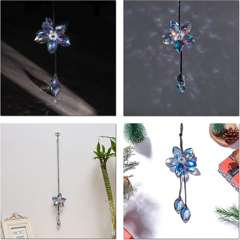 Crystal Flower Rear View Mirror Pendant, Colorful Car Hanging Ornament, Lucky Accessory