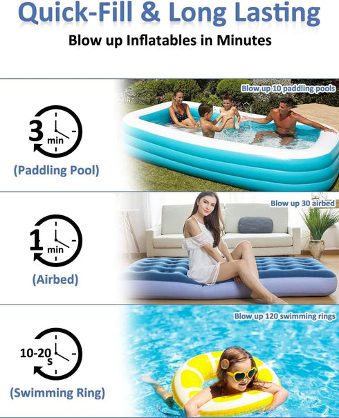 22000mAH Electric Air Pump for Inflatables- Rechargeable Battery Powered Air Mattress Pump- Cordless Portable Air Pump