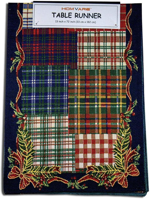 Homvare Christmas Table Setting Full Length Runner, Woven Tapestry 13”x72” for Holiday Dinner and Parties