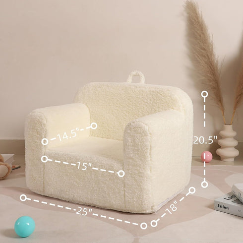 Cozy 1-6 Cream Sherpa Toddler Chair - Soft Foam Seat for Kids Aged