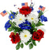 Admired By Nature Artificial Blooming Peony & Gerbera Daisy - 18 Stems with Small American Flags, Red/Blue/White