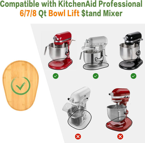 Bamboo Mixer Slider for Kitchenaid 6/7/8 Quart Bowl-Lift Stand Mixer, KN256WW Kitchen Attachment Sliding Mat